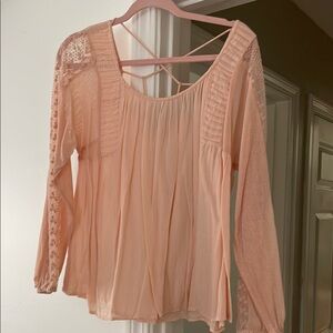 Elegant Lace Detail Women's Top - Peach